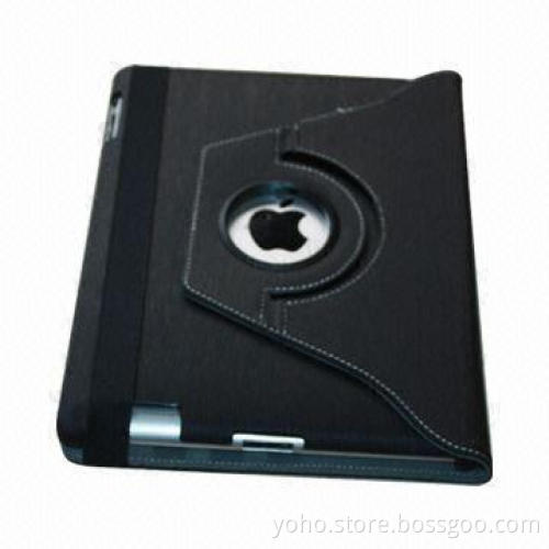 360-degree Rotation Leather Case for New iPad and Magnetic Inside with PU Leather and Genuine